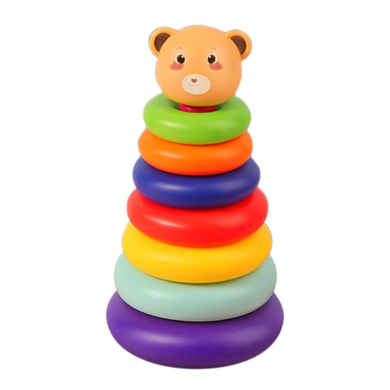 

Baby Bells Blocks Ring Toys Children's Colorful Blocks Rings Play House Rainbow Rings Learning Colors and Shapes Toy