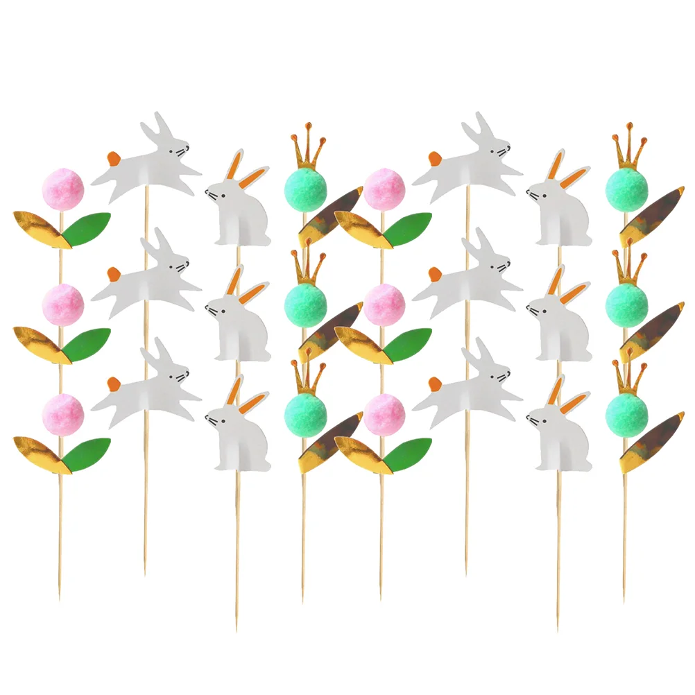 

Easter Cake Cupcake Bunny Picks Topper Decorations Rabbit Birthday Party Toothpick Baby Shower Decoration Decor Favor Egg