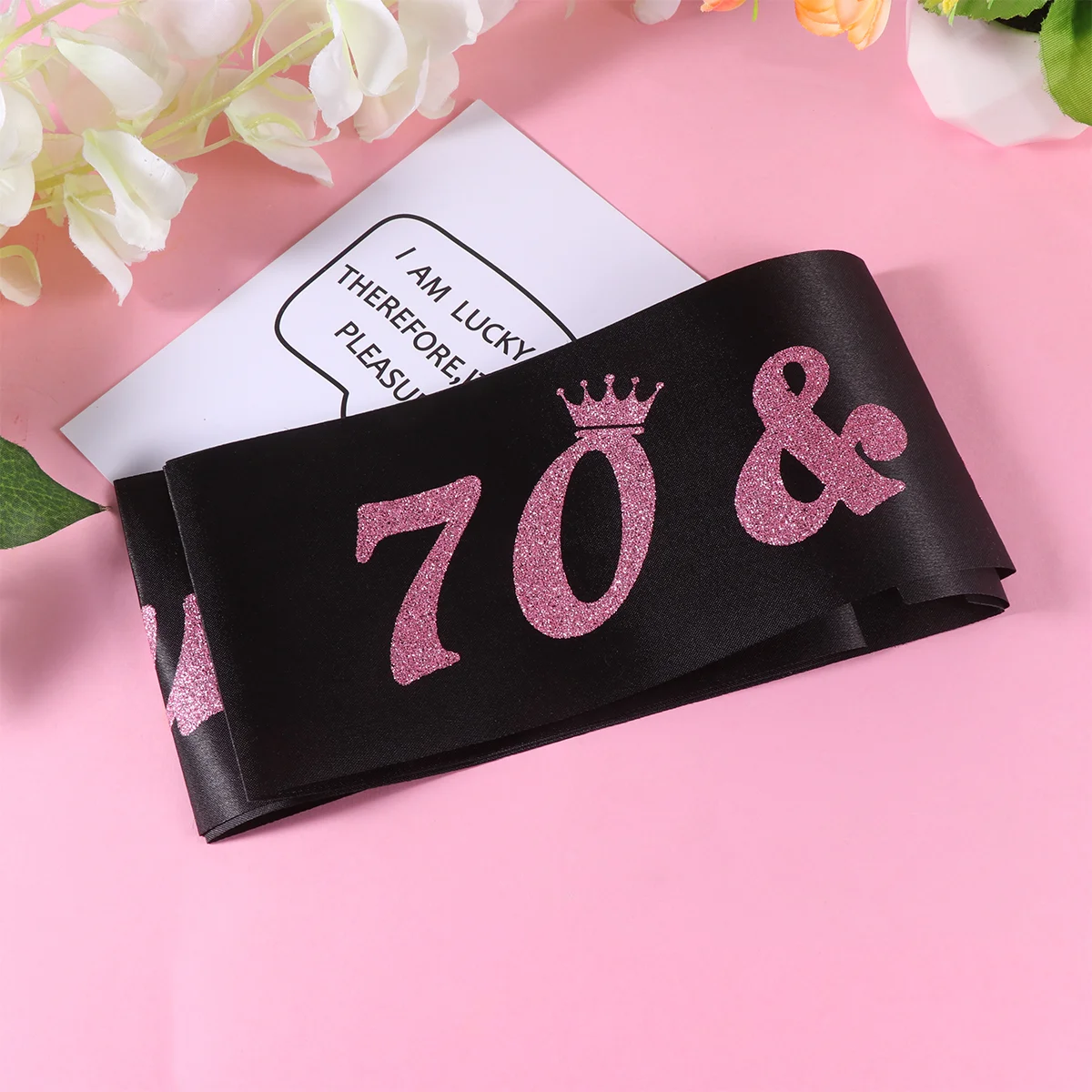 

Birthday Tiara 70Th Anniversary Women Fabulous Sash Supplies Rhinestone Band Comb Etiquette Elegant Headwear 70 Decoration Hair