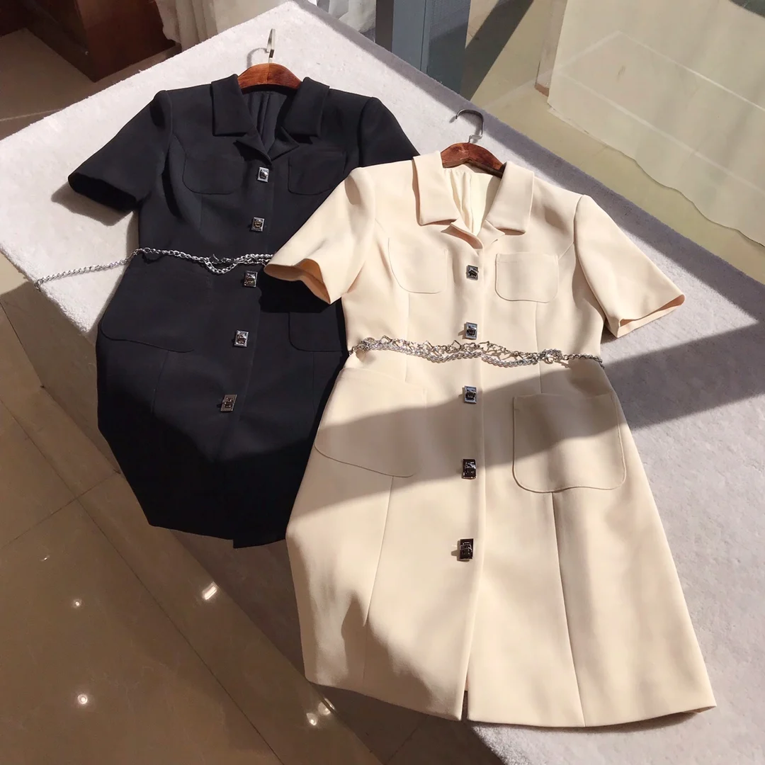 

Женское платье-юбка средней и длины, платье с металлической пряжкой и цепочкой, весна-лето 2022