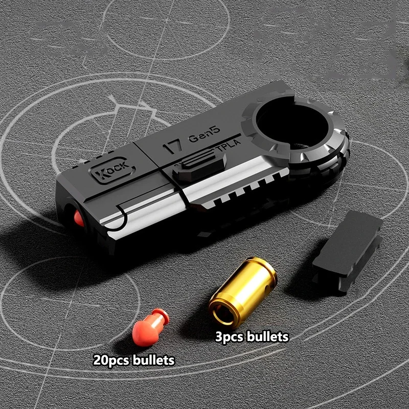 Фото 1 шт., мини-пистолет EDC с двойной головкой, Glock, мини-пистолет из сплава, мягкая пуля, пистолет, гироскоп на палец, креативная игрушка №4