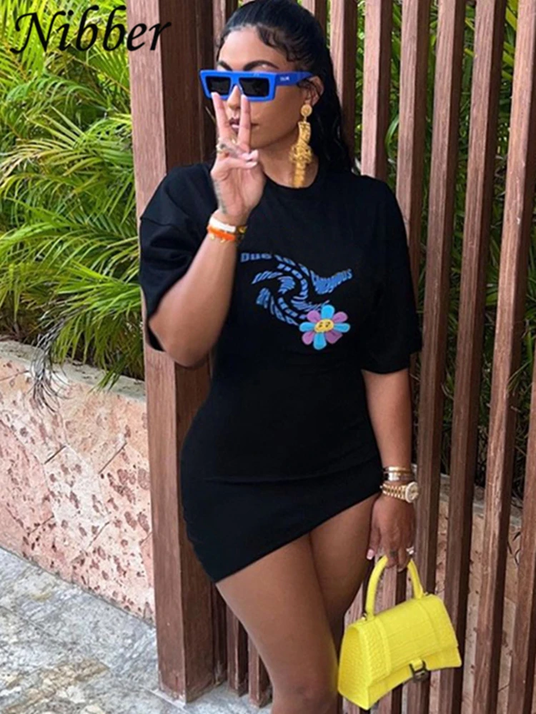 Женское платье Nibber с цифровым принтом летающая туника коротким рукавом