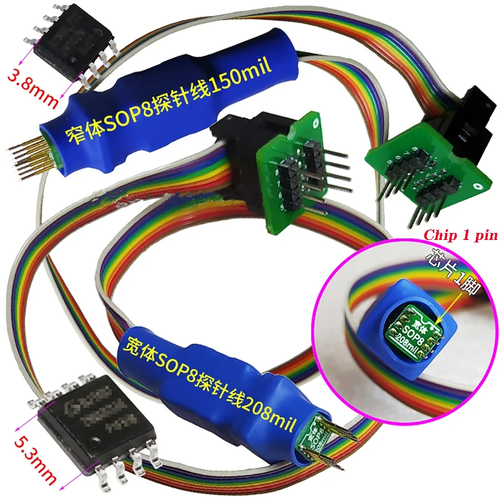 Фото SOIC8 Sop8 Чип-зонд, линия записи записи, чтение, наперсток, жесткий диск, ПЗУ, кондиционер, квадратный 8-контактный 1,27 тестовый зажим для USB-программатора №2