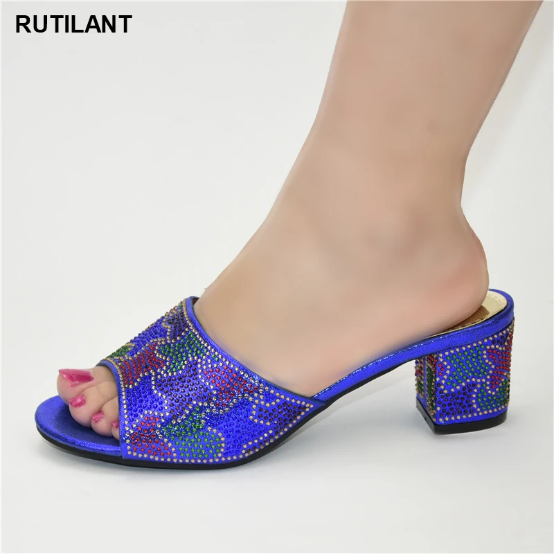 

Blue Color Newest Italian Shoes Without Matching Bags PU Leather Comfortable Pumps Wholesales Good Price for Shoes Without Bag