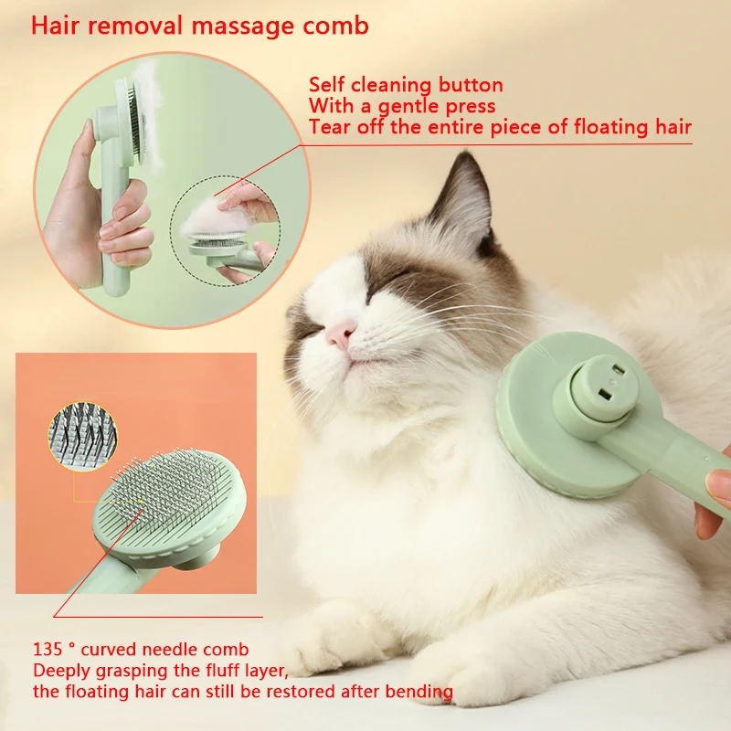 

Floating Hair Dematting Grooming Pet Hair Removal Comb Self Cleaning Massage Brush Pet Comb Beauty Slicker Dog Cat Accessories