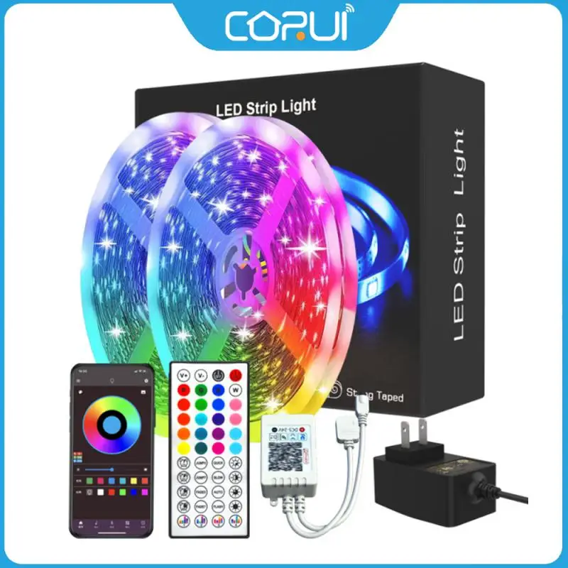 

CORUI Color Changing RGB Led Light Strip With Remote and Power Adapter Bluetooth Smart App Music Sync For Festival Party Decor