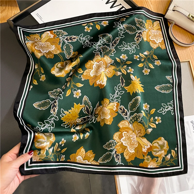 

53 см квадратный шарф 100% действительно Шелковый ободок для волос Foulard мягкая женская Бандана шейный платок женские весенние новые клетчатые шарфы в горошек