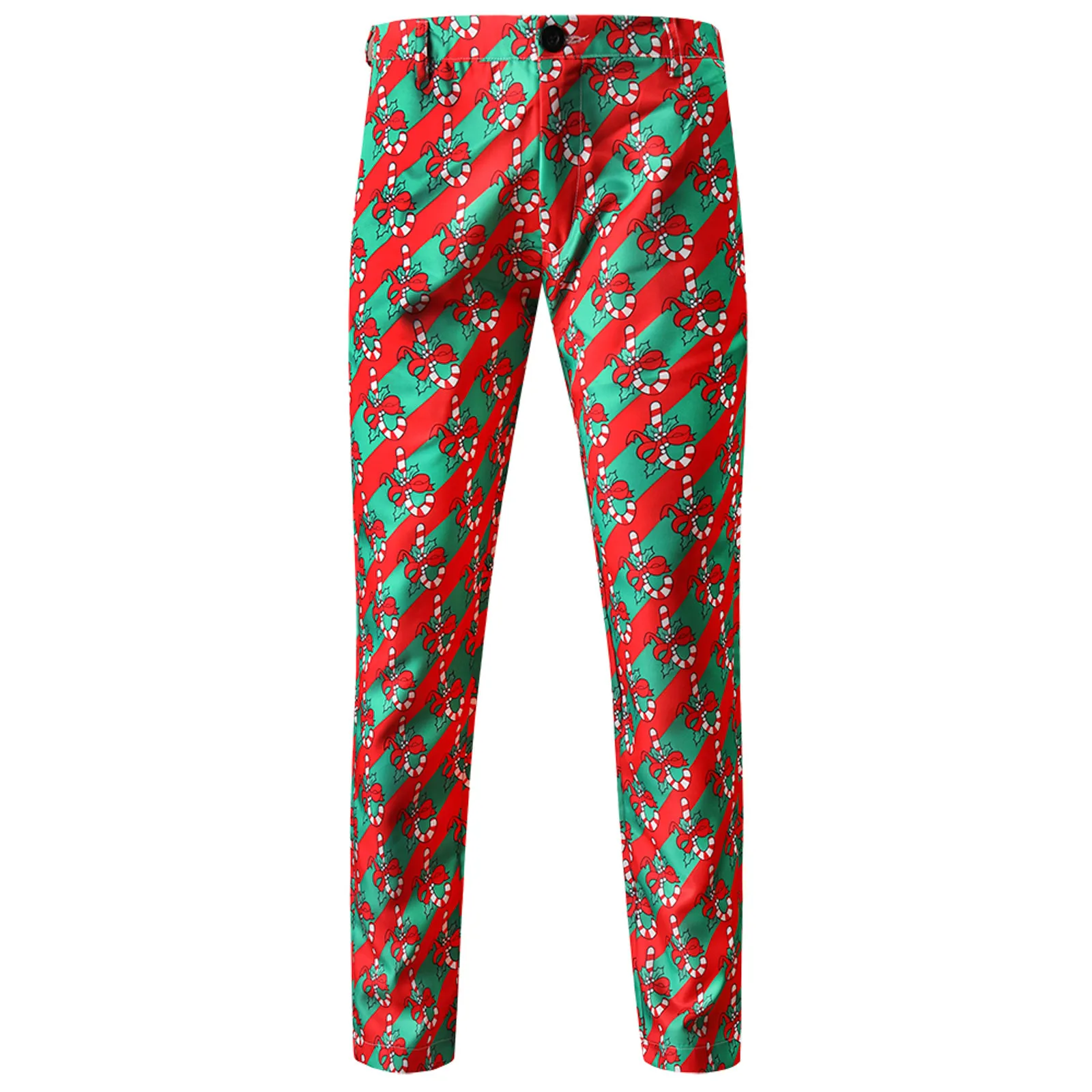 

Suit Christmas Men's Fashion Zipper Casual Printed Button Pants Men's pants