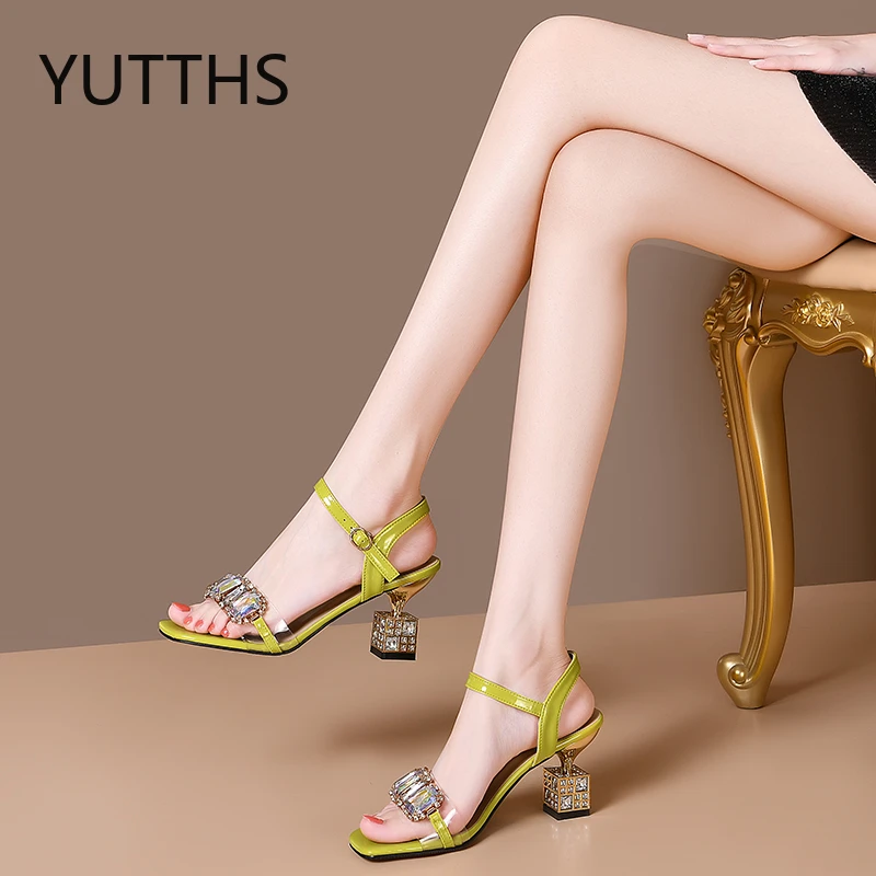 Женские босоножки стразы на высоком каблуке элегантные однотонные туфли с