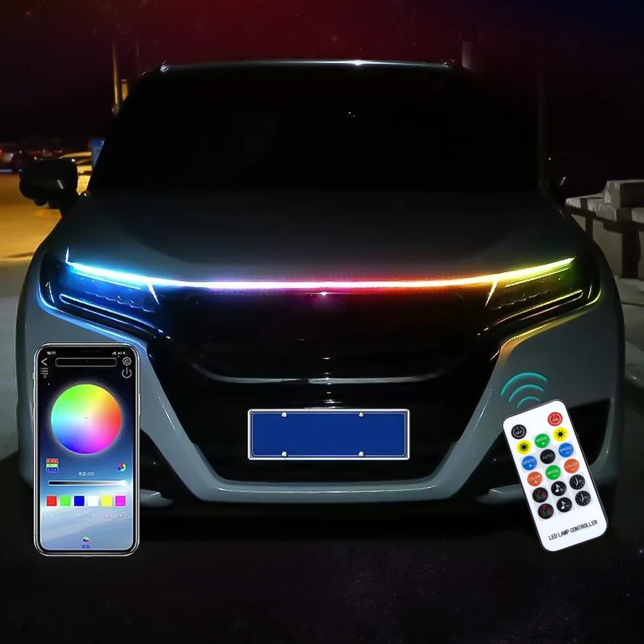 

Led Car Hood Light Strip Through-type Auto Modified Front Headlight Cuttable Decorative Lamp Car Daytime Running Lights