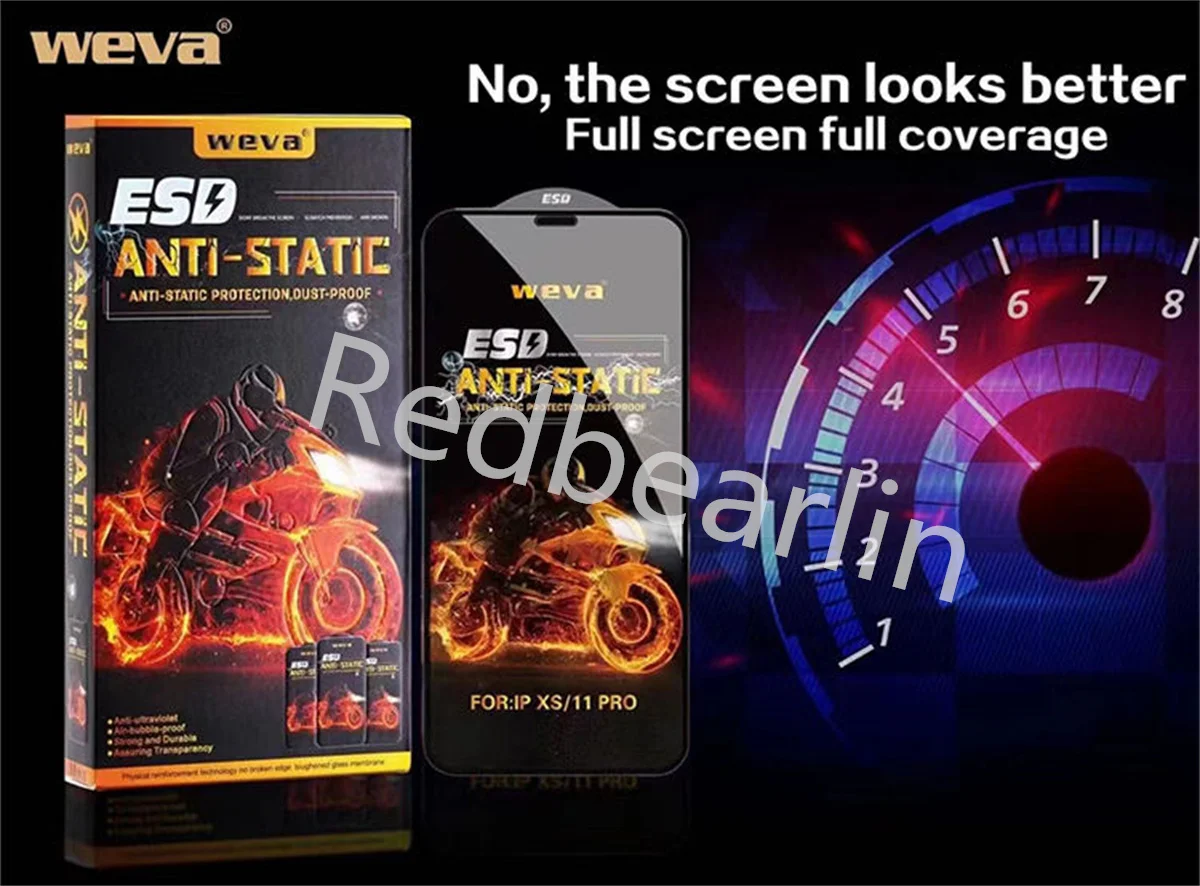 10Pcs ESD Anti-Static Premium Screen Protector for iPhone 14 13 12 11 Pro Max XS MAX X XR Protective Tempered Glass Full Cover