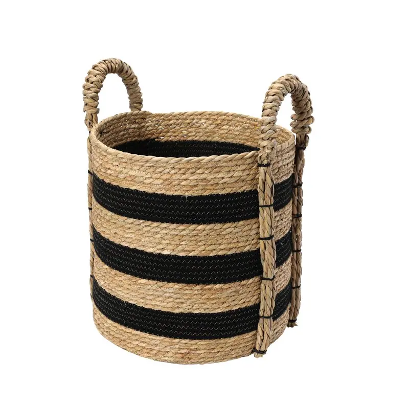 

Braided Handle Basket, Black and Natural