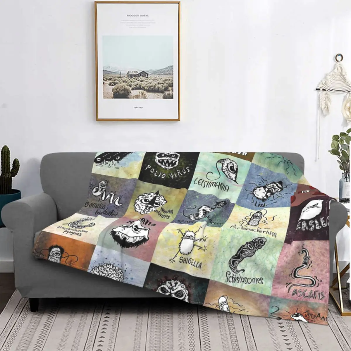 

Manta a cuadros con capucha para cama, cobertor de patógenos, para cama, con capucha