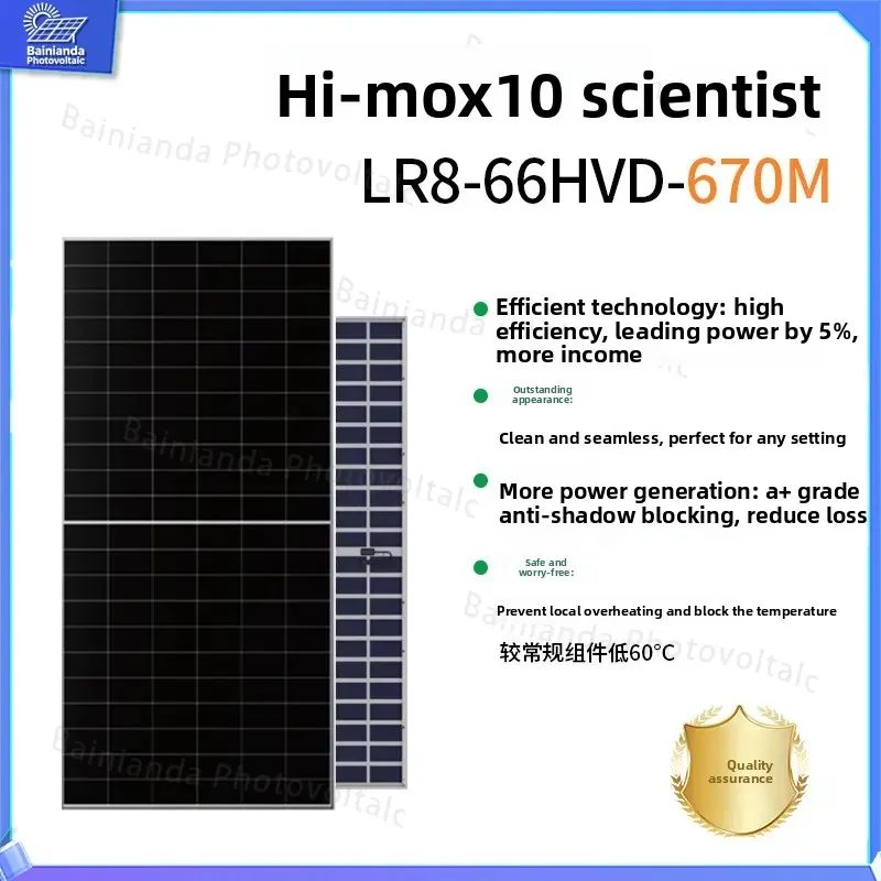 Фото Солнечная панель LONGi LR8-66HVD-670M 670W Mono PERC Hi-MO X10, двусторонняя, с двойным стеклом, для жилых и коммерческих крыш №3
