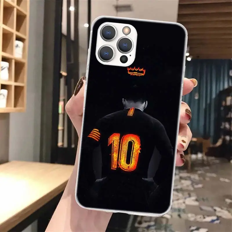 Мягкий чехол для телефона с изображением футбола М-Месси 10 iPhone 13 12 Mini 11 Pro Max X XR XS 7