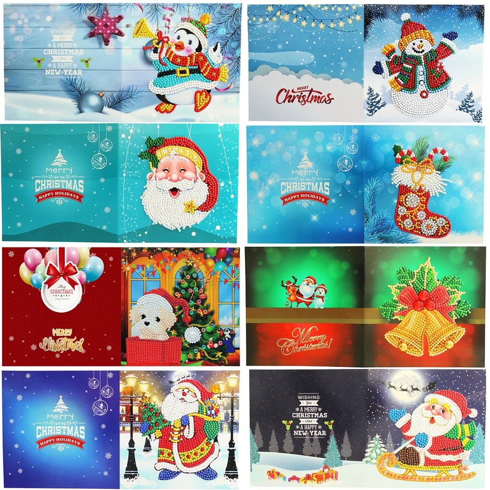 

DIY рождественские открытки алмазная живопись поздравительные открытки цельный набор 5D Алмазная мозаика вышивка праздничные пожелания рож...