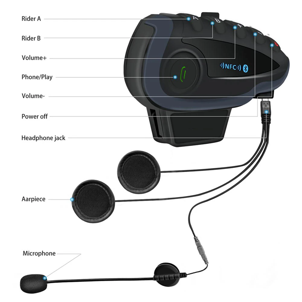 5 riders V8 Bluetooth-совместимый шлем-Интерком NFC мотоциклетный руль дистанционное