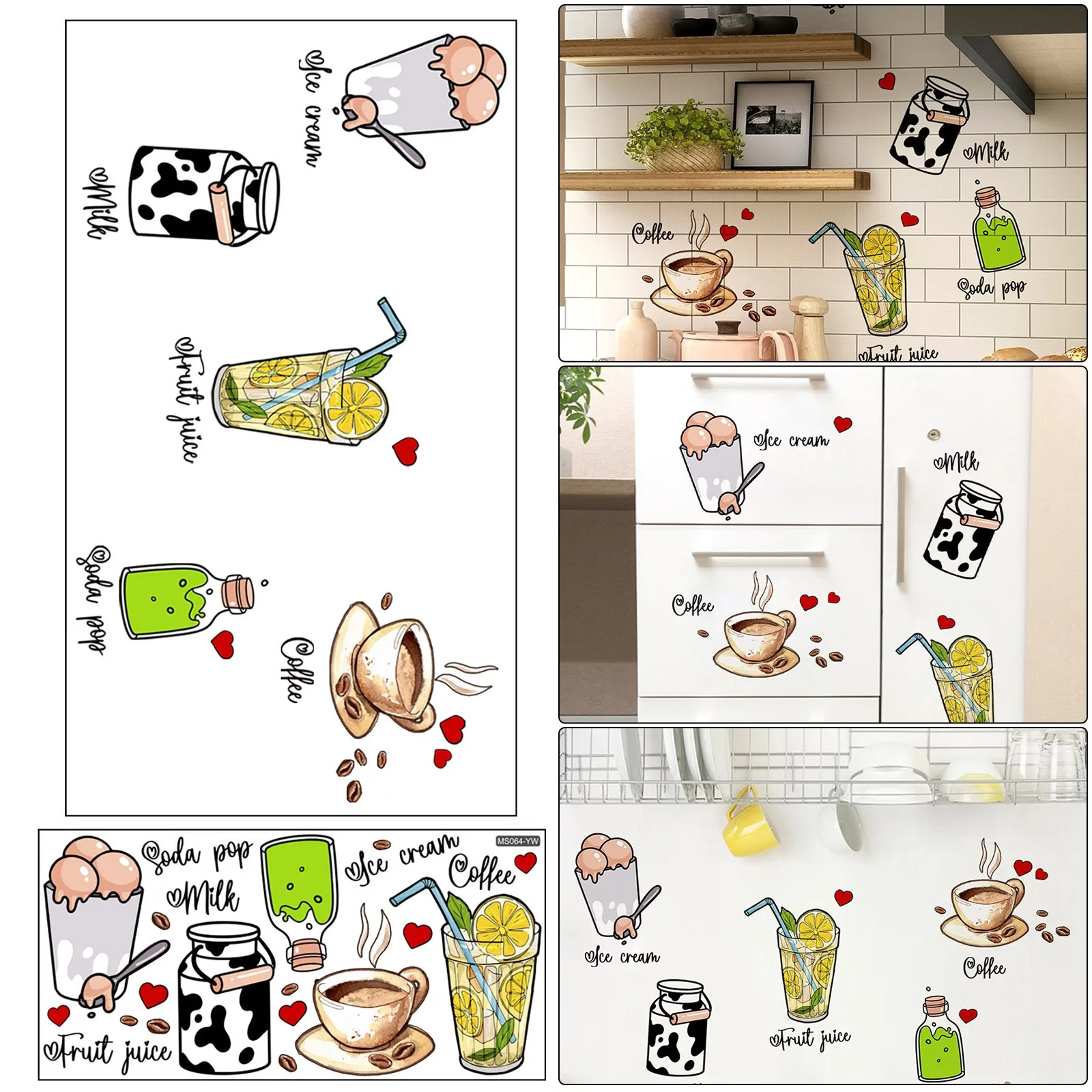 

Home Decoration Wall Stickers Wall Stickers Juice Creative Cartoon Kitchen Decoration Refrigerator Restaurant Wall E Sticker