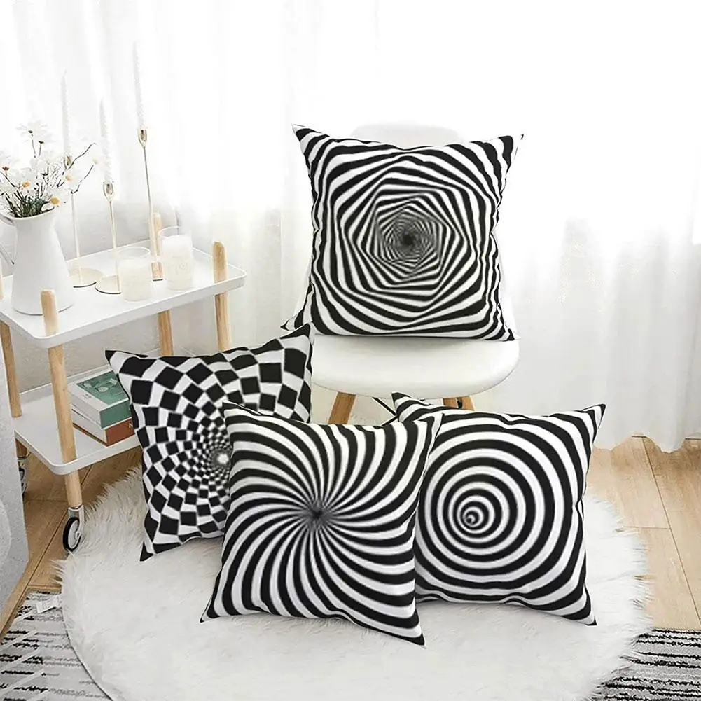 

Черно-белая декоративная подушка N6C0 с геометрическим рисунком