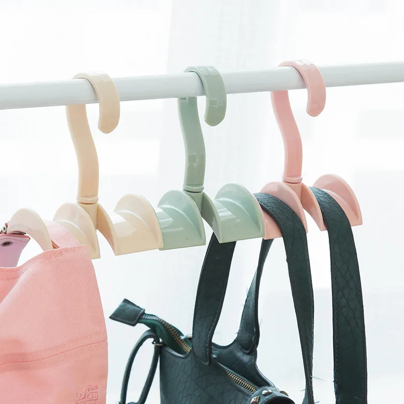 

Plastic Household Bag Rack Storage Rack Free Nail Hook Creative Tie Hook Rotatable Clothes Hook Wardrobe Gadget