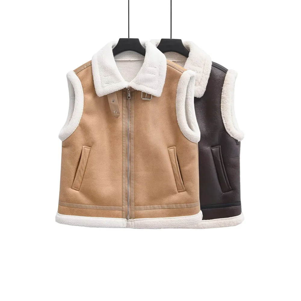 Женский Теплый меховой жилет Taop &amp Za2024 на осень и зиму мягкий удобный с бархатной