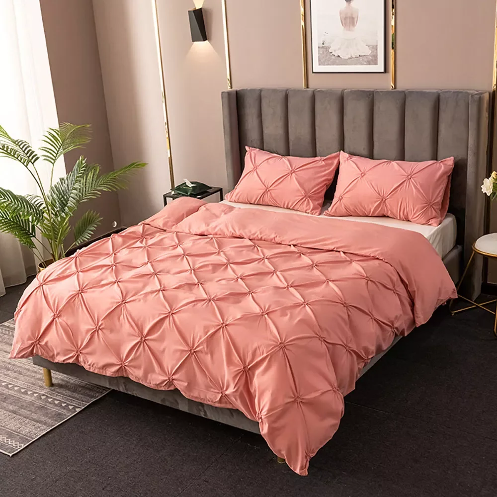 

2023 Pure color handmade craft folding 2-3 sets of bedroom bedding, soft luxury duvet cover, microfiber fabric (no padding, no s