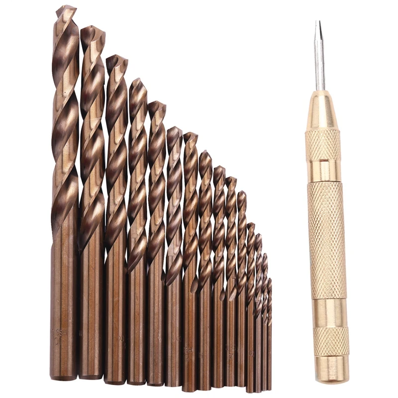 

Hot 15Pcs Metric M35 Cobalt Steel Drill Set Heat-Resistant Thread Drill Bit With Straight Shank 1.5-10Mm Steel Pounch Split Dril