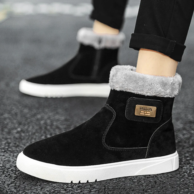 

Winter Hot Selling Men's Snow Boots Classic Fashion Solid Color High Top Men's Boots Side Zipper Non-slip Versatile Men's Shoes