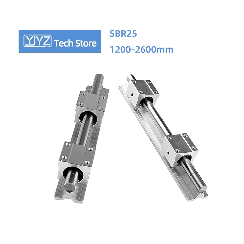 

High Precision 2PCS SBR25 Linear Guide Rail Length 1200-2600mm Standard 4PCS SBR25UU Slider CNC Machines Combination Set