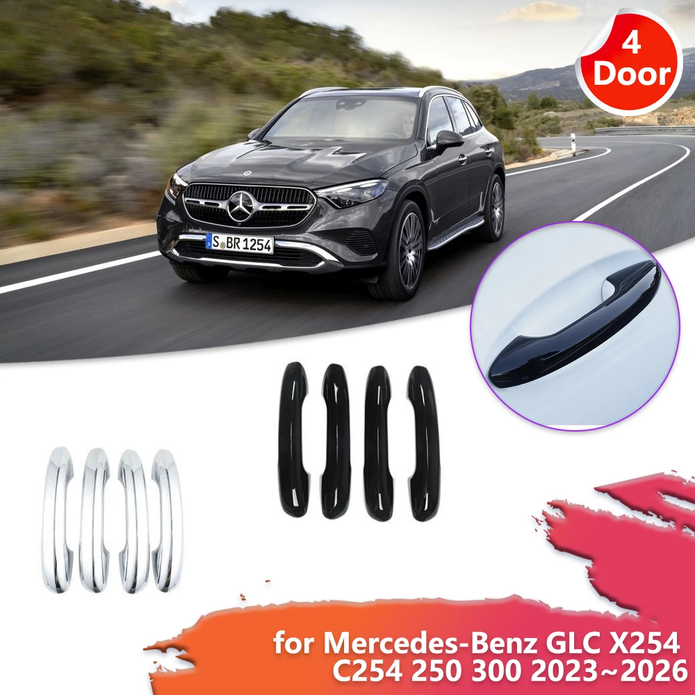 Фото Накладки на ручки дверей для Mercedes-Benz GLC X254 C254 250 300 2023~2026 2024, ABS-наклейки, декоративные элементы для защиты от царапин, аксессуары для экстерьера №1