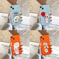 cute rabbit esther bunny phone case orange and blue for iphone 12pro 13 11 pro max mini xs x xr 7 8 6 6s plus se 2020 cover