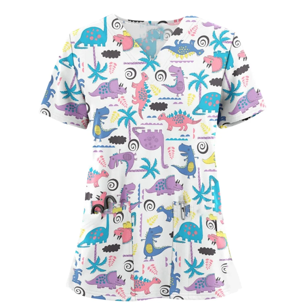 2023 Denti Stampa Scrub Top Donna Dentista Uniforme Da Lavoro Infermiera Scrub Uniformi Medicos Para Mujer Dente Ospedale Abbigliamento Da Lavoro A50