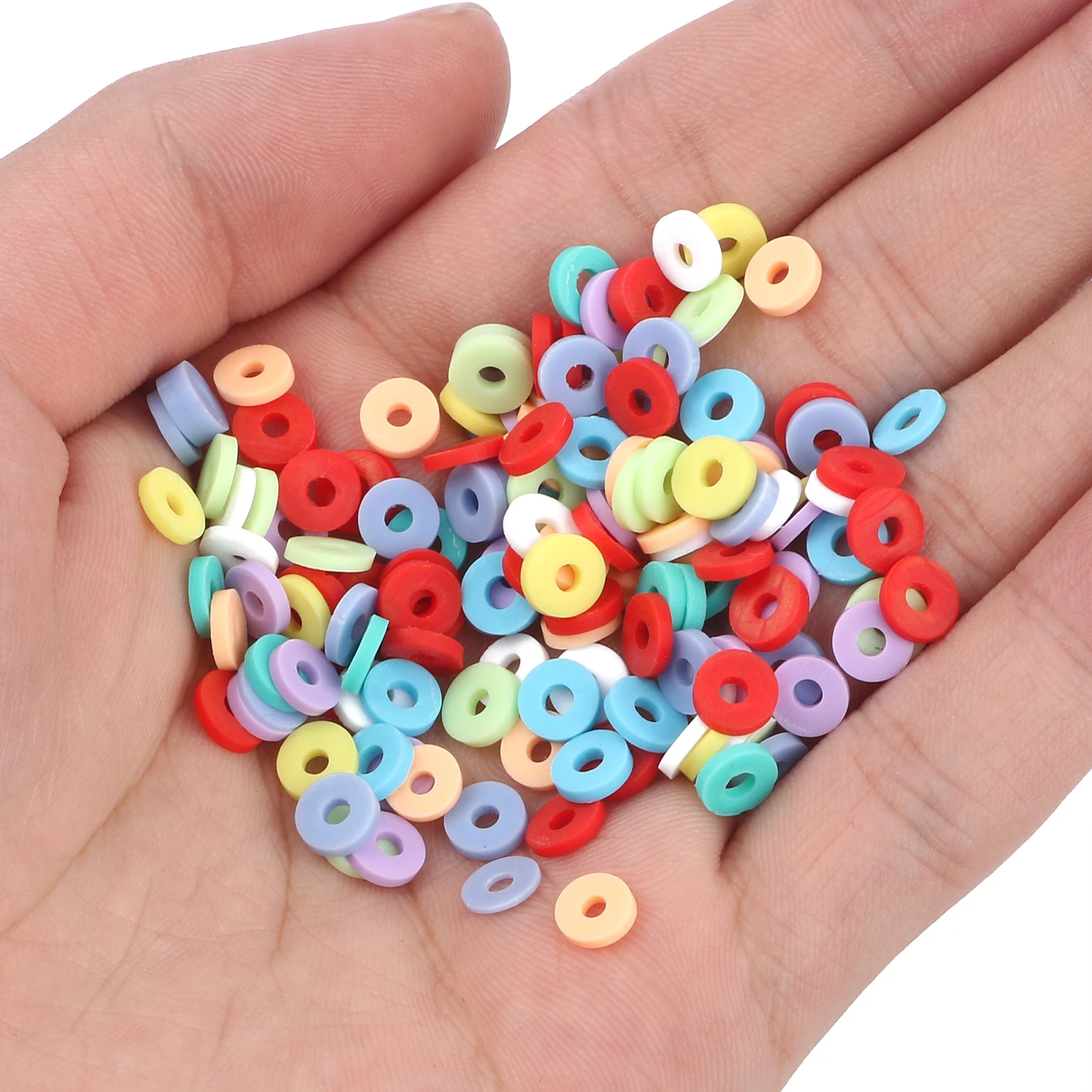 Плоские круглые бусины-разделители из полимерной глины 4/6 мм для изготовления