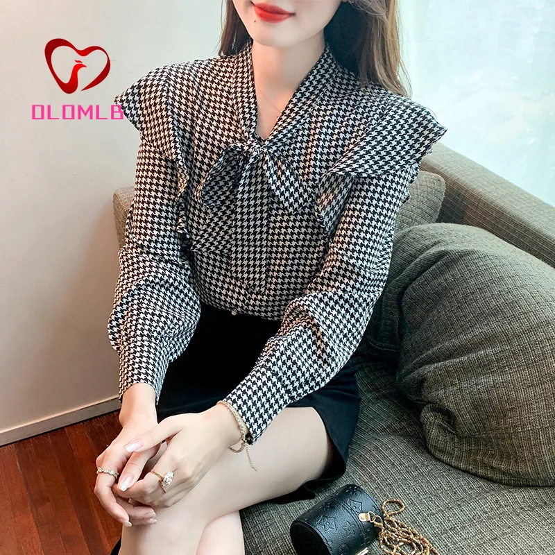 

Chiffon Blouse New Women Tops Long Sleeve Stand Neck Work Wear Shirts Elegant Lady Casual Blouses women's blusas