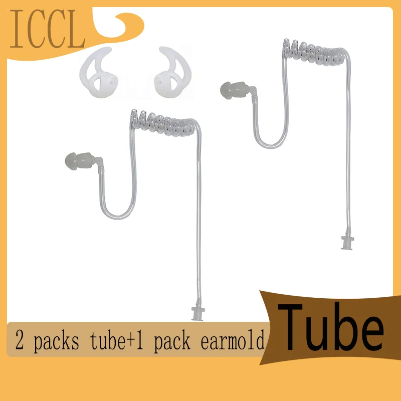 

Clear Acoustic Coil Tubes Replacement for Two Way Radio Headset, Police Earphone, Soft Silicone Earmold, 1 Pair, 2 Pcs