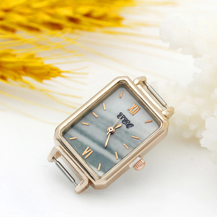 Diy Personality Rose Gold Small Rectangle Watch Header With Thin（10mm） Watchband Gradient Surface Watch Accessories Wholesale