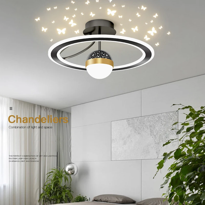 

Projection Butterfly Master Bedroom Lamp Art Ceiling Lights Round Square Living Room Bedroom Lamp 2022 New Creative Nordic Lamp