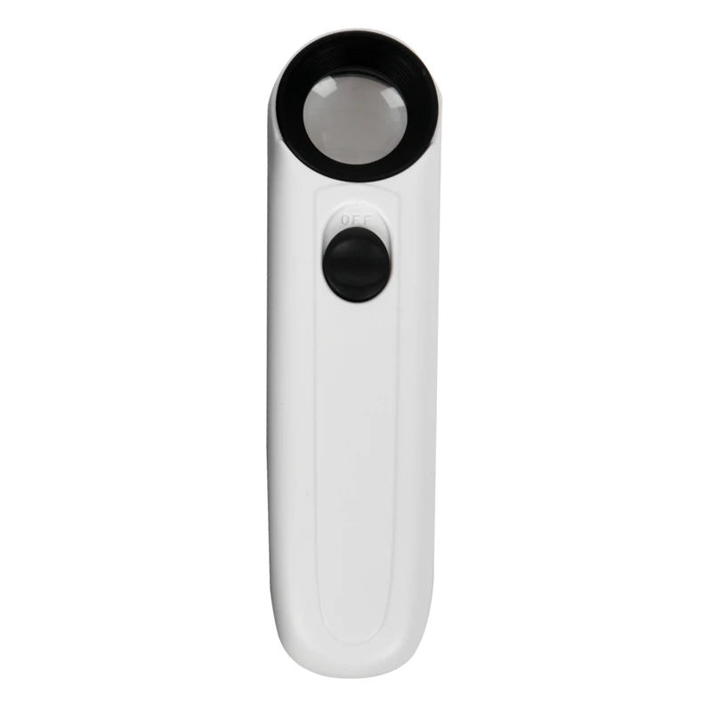 

40X 21mm Pocket Jewelry Magnifier LED Light Handle Jeweler Glass Lens Loupe