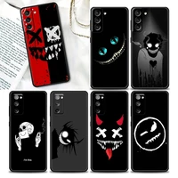 smile skeleton devil phone case for samsung galaxy s20 s21 fe s10 s9 s8 s22 plus ultra 5g s10e lite anime case black soft cover