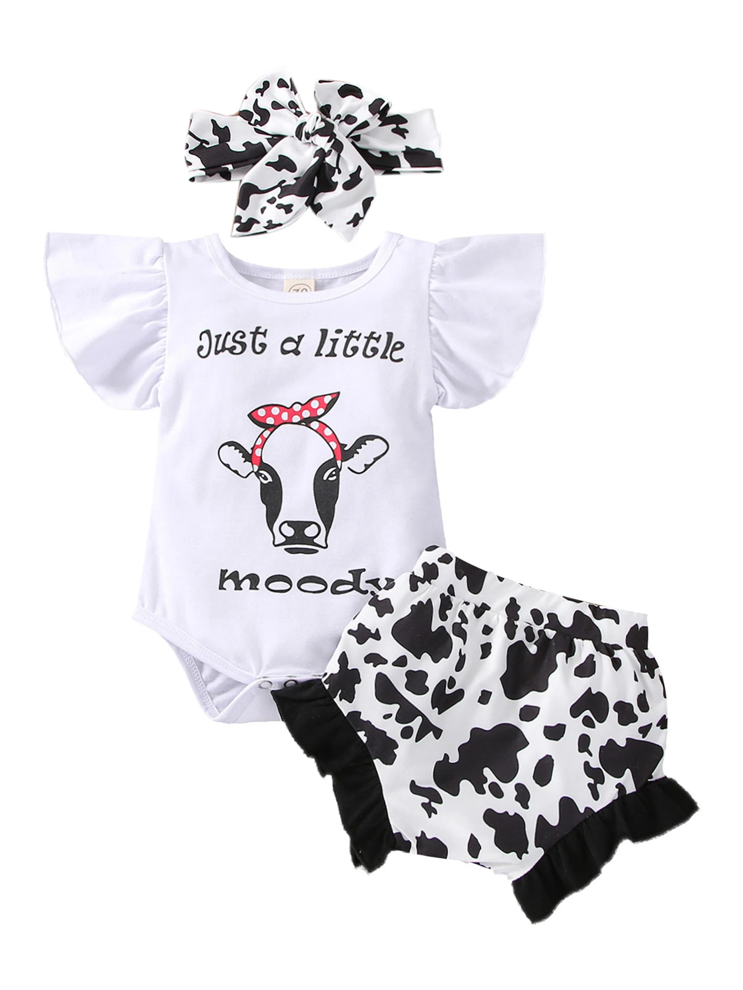 

2 шт., Детский комбинезон с коротким рукавом и шортами с оборками