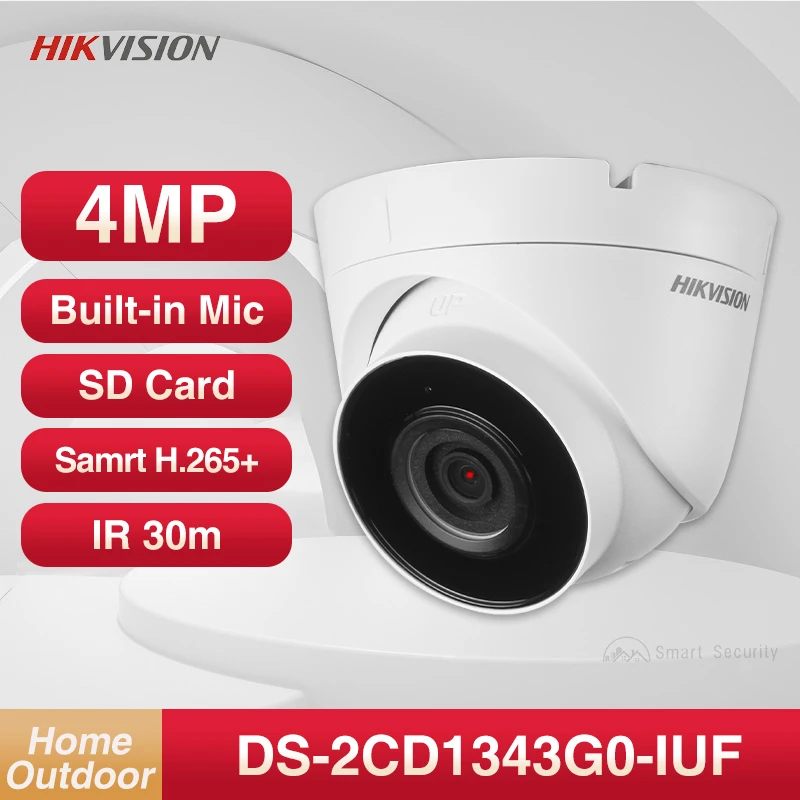 

Hikvision 4MP Network IP Camera Built-Mic Night Vision 30m Security IPTV Supports SD Card Motion Detection IP67 DS-2CD1343G0-IUF