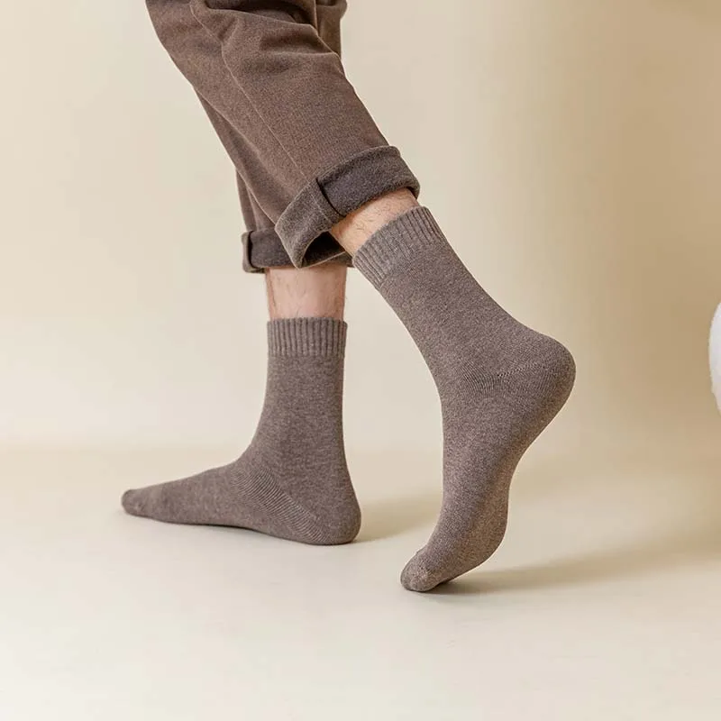 Winter Thick Warm Men's Socks Cotton Socks Solid Color Harajuku Retro Terry Socks 10 Pair