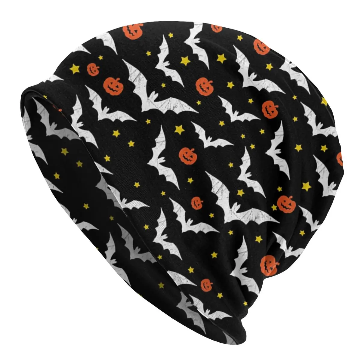 

Персонализированная облегающая шапка для Хэллоуина, летучие мыши и тыквы, вязаные шапки, мужские и женские теплые зимние шапочки в стиле хип-хоп, облегающие шапки, шапка для лыж