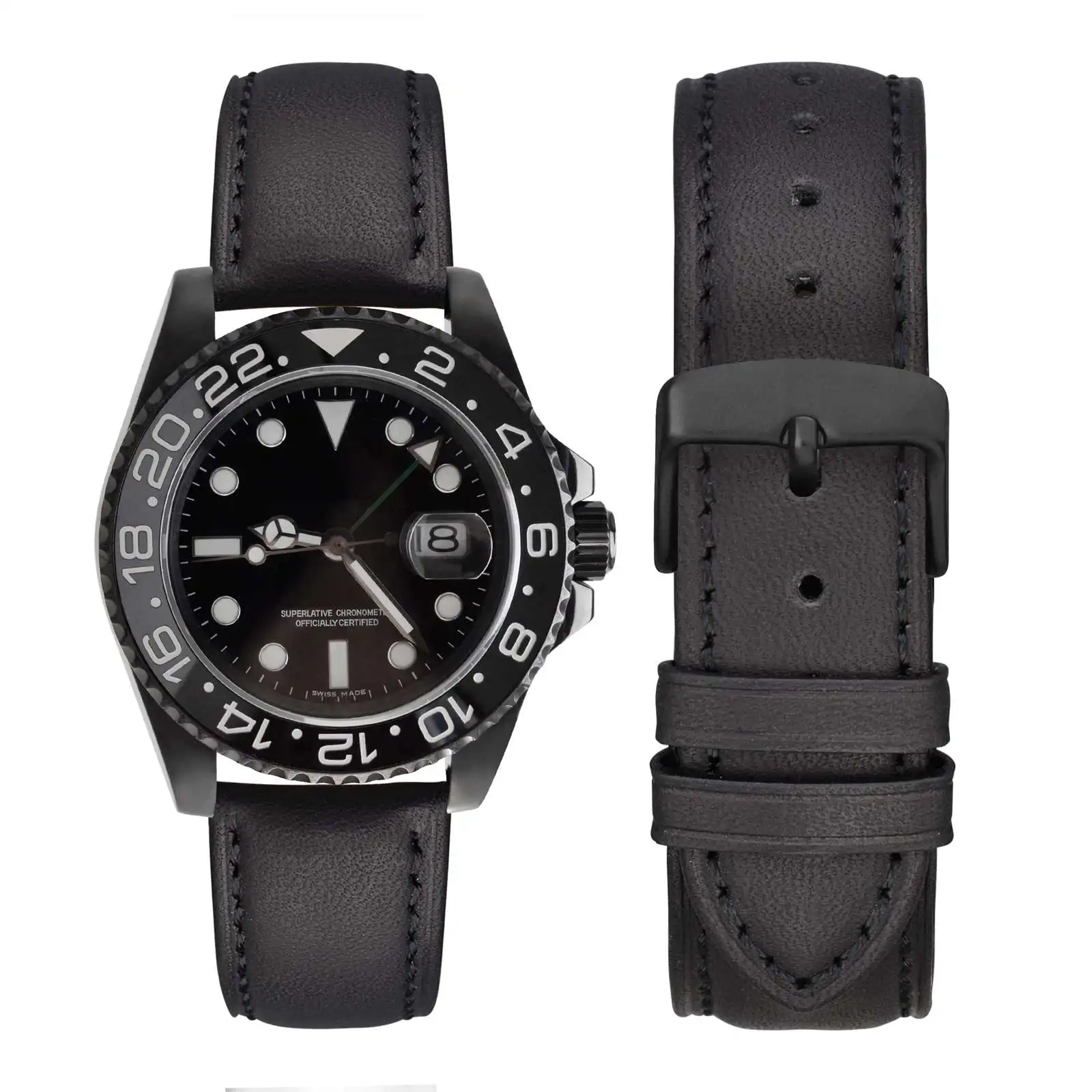 WOCCI Genuine Leather Watch Strap 16mm 18mm 19mm 20mm 21mm 22mm 23mm 24mm Replacement Bracelet Smart Watch Band for Men Women