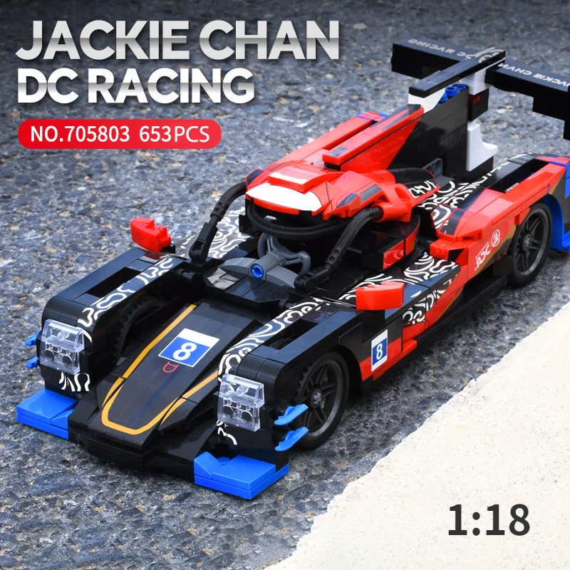 

new Technical Jackie Chan DC Racing Formula Car Building Blocks Champion Speed Vehicle Bricks Assemble Toys Gift For Kids Adult