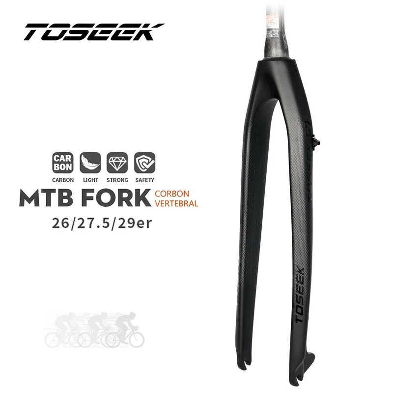 TOSEEK Carbon Fiber Bicycle Fork Ultralight 26 27.5 29 MTB Fork 1-1/8 Tapered Tube Mountain Bike Forks Fit Disc Brake Bike Part