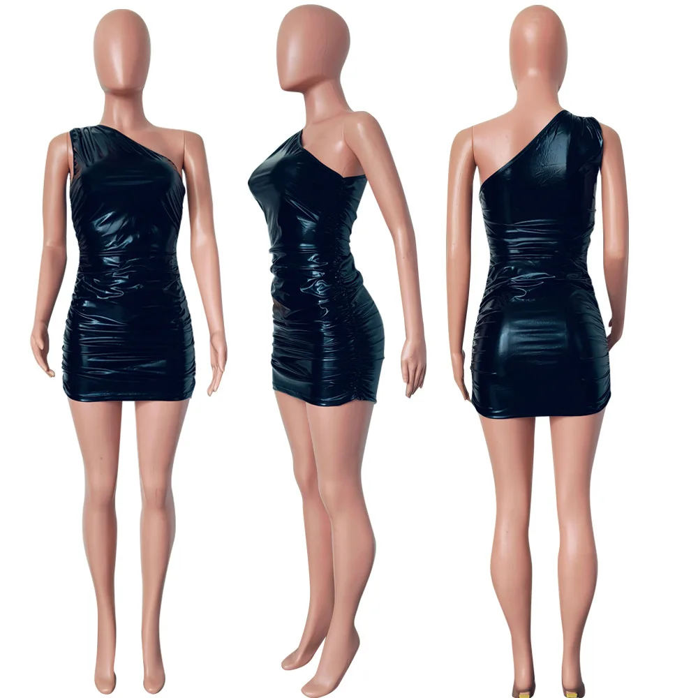 ФЛУОРЕСЦЕНТНОЕ Плиссированное сексуальное облегающее короткое платье на одно