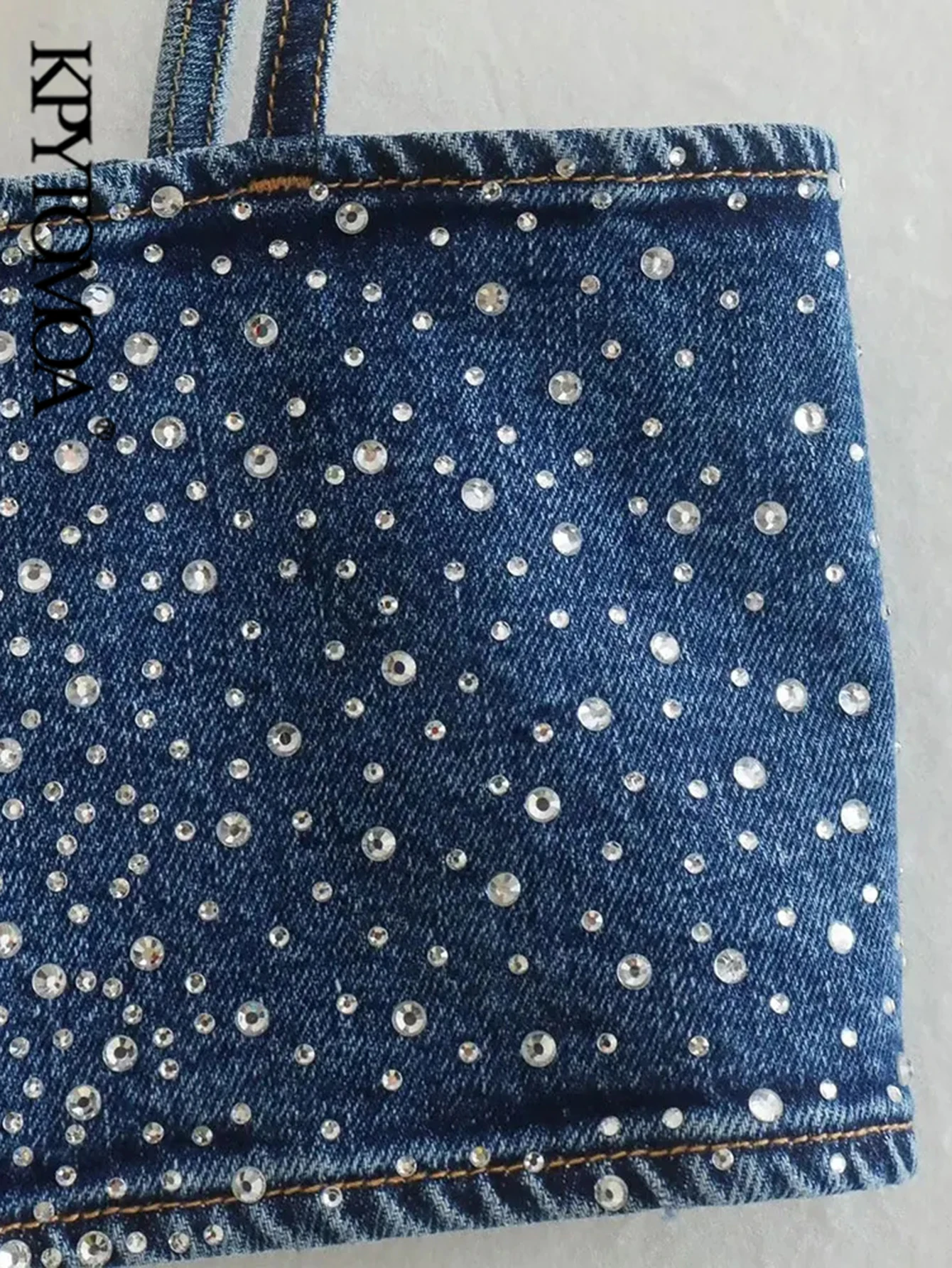 KPYTOMOA-Женские джинсовые майки на тонких лямках сексуальная мода с прорезями