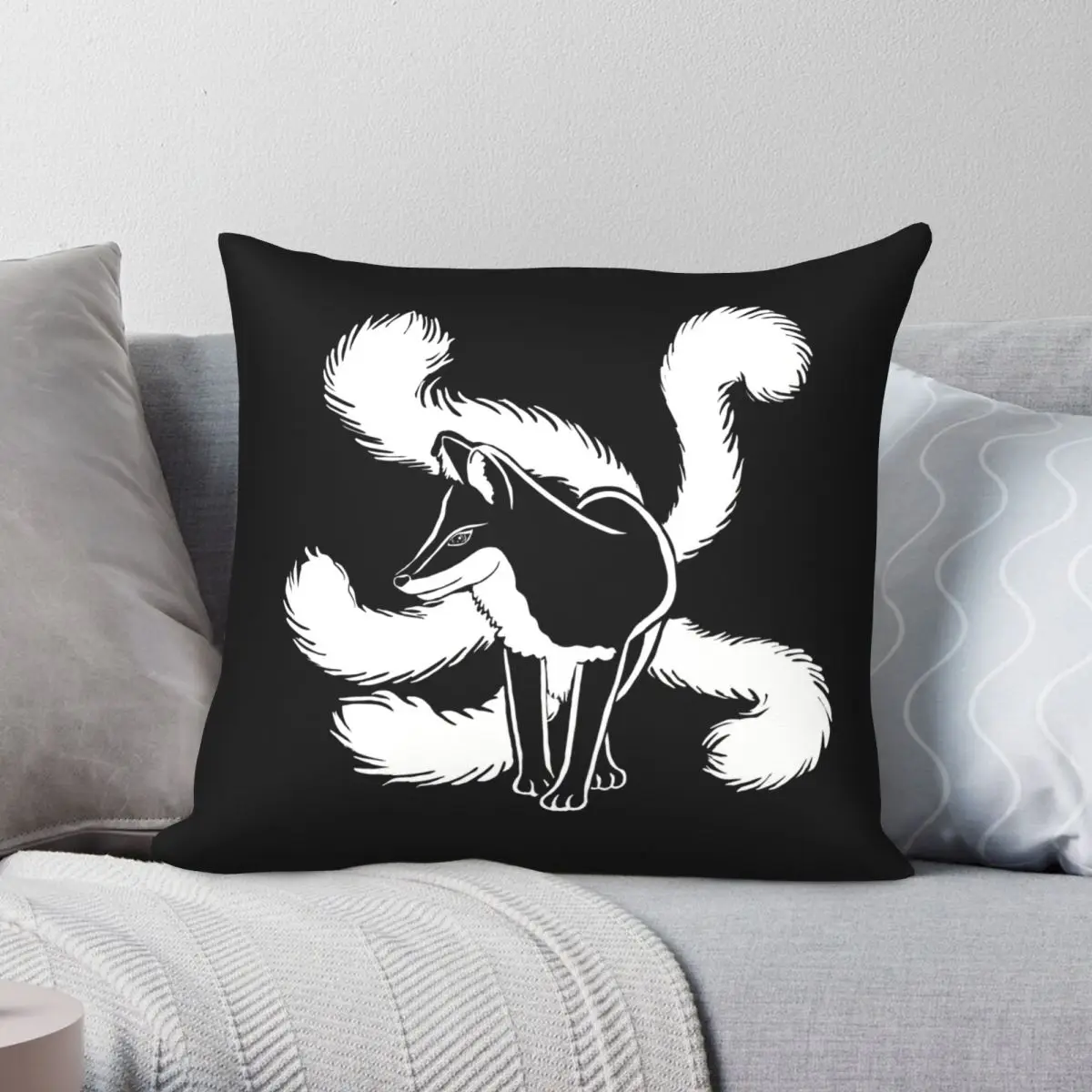 

Kitsune Square Pillowcase Polyester Linen Velvet Creative Zip Decor Pillow Case Car Cushion Cover