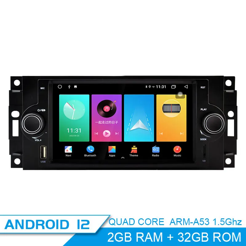Автомагнитола на Android 12 для Jeep Grand Cherokee Commander Wrangler Chrysler 300C PT Cruiser Sebring Dodge Caliber RAM gps stereo